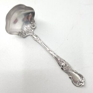 1835 R Wallace Silver Plate Sugar Shell Spoon  Floral Scalloped Monogram